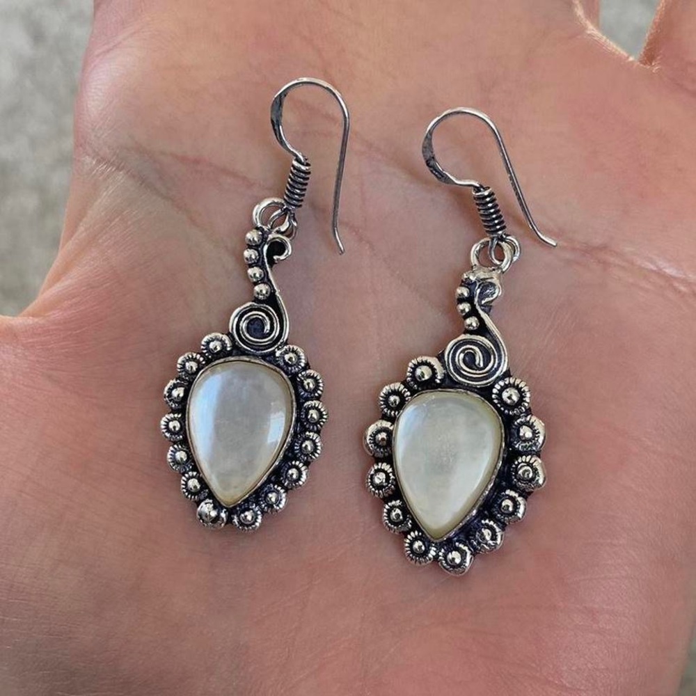 Sterling Silver Boho Shell Spiral Earrings!